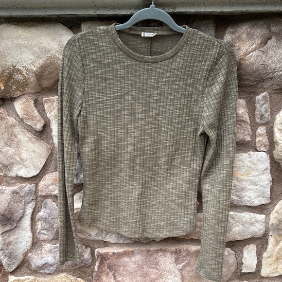 Intimately By Free People Tops - Intimately Free People Long Sleeve Top Olive Green Small Ribbed Casual